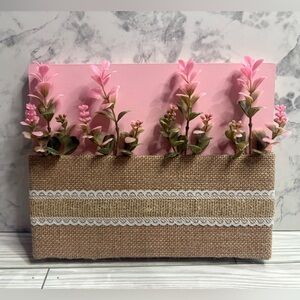 Handmade Pink Floral Burlap Wall Accent